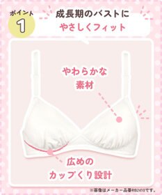 Wing ジュニア ノンワイヤーブラ Wing Teen やさしくサポート オーガニックコットン混(身生地部) 【STEP3 まるみをおびてきた胸に】 RB2015 ウイング／ワコール