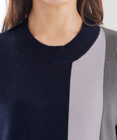 Tiaclasse 配色ワッフル切替ニットチュニック