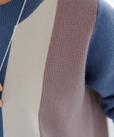 Tiaclasse 配色ワッフル切替ニットチュニック