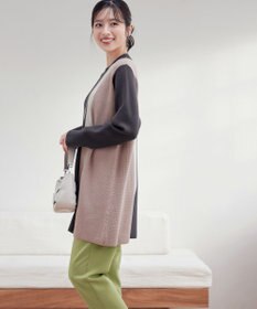 Tiaclasse 配色ワッフル切替ニットチュニック