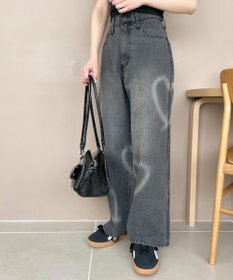 WEGO スプレーペイントストレートデニムパンツ