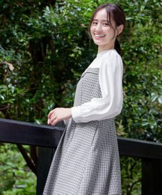 Tiaclasse 【洗える】ビスチェ風ツイードチェックドッキングワンピース