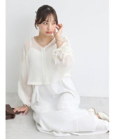 earth music&ecology キラキラシアーギャザーシャツ