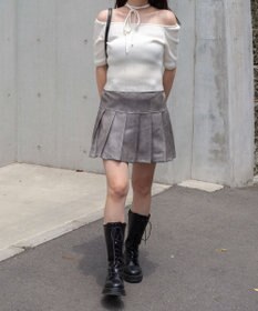 WEGO チョーカーリボン付きオフショルニット