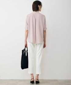 ICB L 【先行予約・WEB限定カラーあり】BackSatinAmunzen 5分袖バンドカラーブラウス