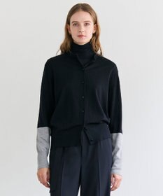 BEIGE， CHLOR / ウールシルク配色クルーネックカーディガン