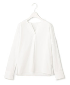 ICB L 【洗える】 ブラウスライクジャージー ヘンリーネックカットソー