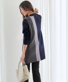 Tiaclasse 配色ワッフル切替ニットチュニック
