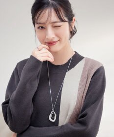 Tiaclasse 配色ワッフル切替ニットチュニック