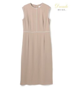 BEIGE， 【セットアップ対応】CINDY / 配色ライン クルーネックドレス Taupe x White
