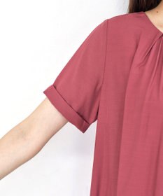 Tiaclasse 【洗える】バックギャザーフレアチュニックブラウス