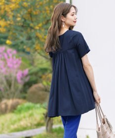 Tiaclasse 【洗える】バックギャザーフレアチュニックブラウス