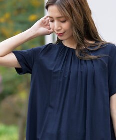 Tiaclasse 【洗える】バックギャザーフレアチュニックブラウス