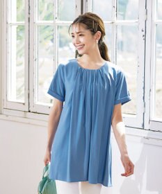 Tiaclasse 【洗える】バックギャザーフレアチュニックブラウス