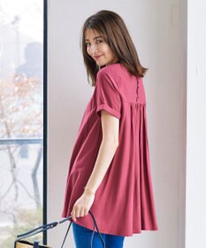 Tiaclasse 【洗える】バックギャザーフレアチュニックブラウス