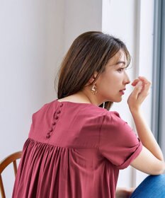 Tiaclasse 【洗える】バックギャザーフレアチュニックブラウス