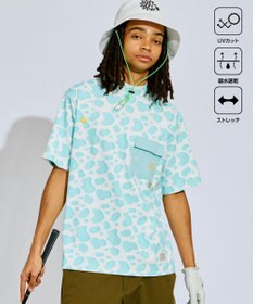 PW CIRCULUS 【UV遮蔽率99.5%  UVカット/速乾/ストレッチ】【MEN】アニマルドットポケットモックT ゴルフ