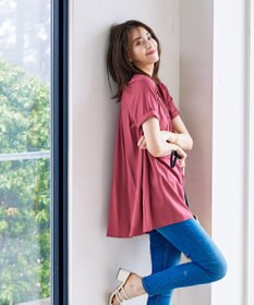 Tiaclasse 【洗える】バックギャザーフレアチュニックブラウス