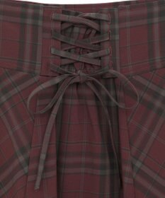 earth music&ecology バックレースアップチェックスカート