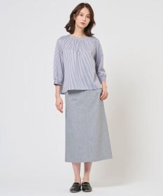 J.PRESS LADIES ストライプジャカード ラウンドネック カットソー