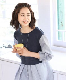 Tiaclasse L 【洗える】一枚でコーデが決まるニットソーレイヤード風ワンピ