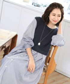 Tiaclasse L 【洗える】一枚でコーデが決まるニットソーレイヤード風ワンピ