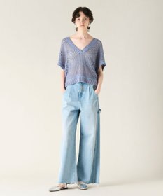 GRACE CONTINENTAL メッシュVネックニットトップ