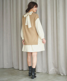 Feroux 【セットアイテム】2WAYリボンタイ ワンピース × ニット ベスト