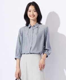 J.PRESS LADIES 【洗える】ウォッシャブルキュプラツイル ピンタック ブラウス
