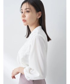 earth music&ecology フロントレースシフォンブラウス