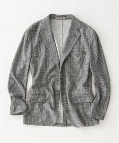 GOTAIRIKU 新柄【吸水速乾/ウォッシャブル】ノルマンディーリネン カーディガンジャケット＿グレンチェック柄