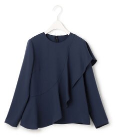 ICB 【WEB限定カラーあり・洗える】エステルダブルクロス 長袖ラッフルブラウス