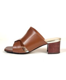 Dominic3 型押しヒール レザーVカットミュール