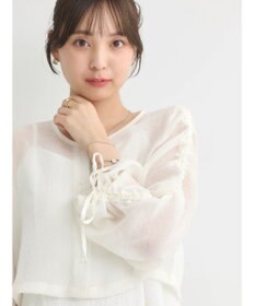 earth music&ecology キラキラシアーギャザーシャツ