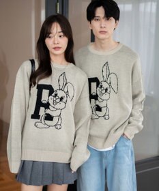 WEGO 【新色追加/ユニセックス着用ITEM/SMLサイズ展開】ジャガードグラフィックプルオーバー（LS）