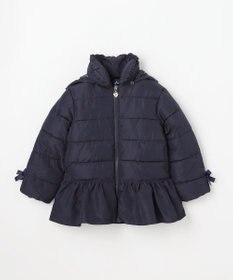 ANY KIDS 【フード取り外し/洗濯機可能】中綿フリル リボンコート