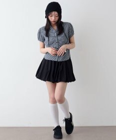 WEGO コンパクトギャザーチェックシャツ
