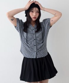 WEGO コンパクトギャザーチェックシャツ
