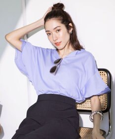 組曲 【汗ジミ防止・撥水】GIZAプレーティング天竺袖フリル カットソー