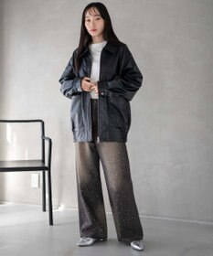 WEGO ラインストーンストレートデニムパンツ