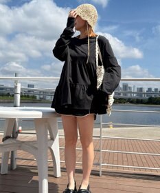 WEGO 【UVカット/接触冷感/吸水速乾/水陸両用/ラッシュガード】ティアードデザイントップス