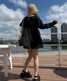 WEGO 【UVカット/接触冷感/吸水速乾/水陸両用/ラッシュガード】ティアードデザイントップス