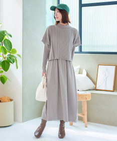 Tiaclasse 【2点セット・洗える】細ケーブルニットトップス＆ニットワンピース