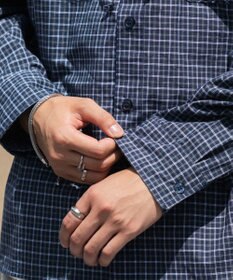 WEGO 【ユニセックス着用ITEM/MLサイズ展開】ミニチェックフードシャツ