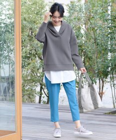 ANY 【洗える】ライトウエイト スリットネックパーカー