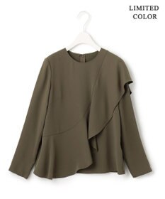 ICB 【WEB限定カラーあり・洗える】エステルダブルクロス 長袖ラッフルブラウス