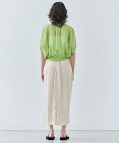 BEIGE， 【洗える・Oggi 7月号掲載】LUPINUS / リネン混半袖プルオーバーギャザーニット