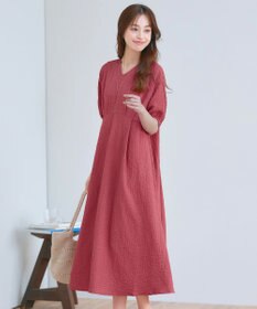 Tiaclasse 【新色追加・洗える】ワッフルVネックワンピース