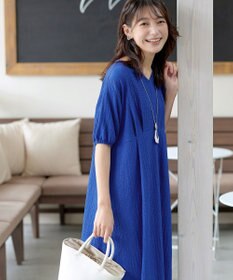 Tiaclasse 【新色追加・洗える】ワッフルVネックワンピース