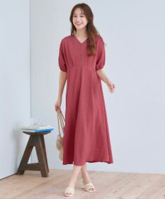 Tiaclasse 【新色追加・洗える】ワッフルVネックワンピース